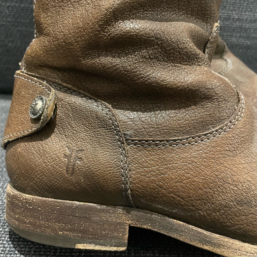 Frye Melissa Button Back Zip - Medium Brown/ Gray… - image 4